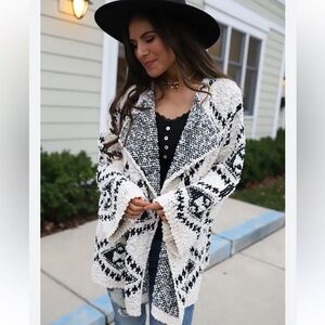 POL Black and White Patterned Cardigan size small